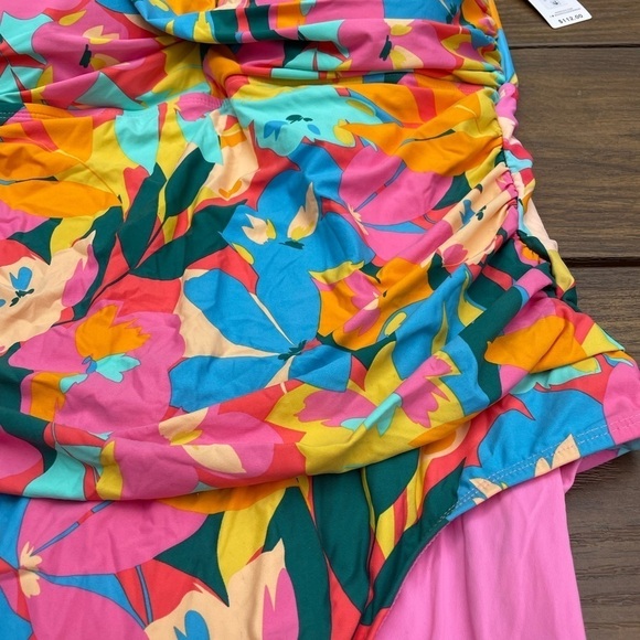 Anne Cole PLUMERIA MULTI Twist-Front Strapless One-Piece Swimsuit, US 20W - Picture 8 of 10